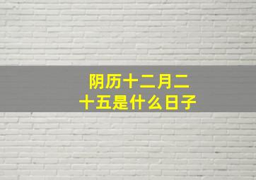 阴历十二月二十五是什么日子