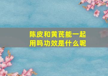 陈皮和黄芪能一起用吗功效是什么呢