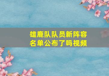 雄鹿队队员新阵容名单公布了吗视频