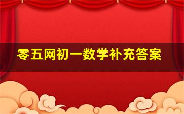 零五网初一数学补充答案