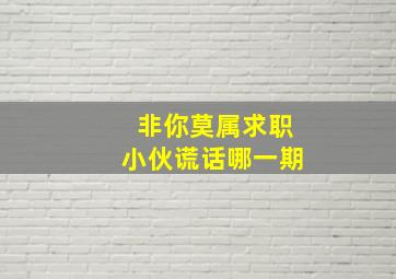 非你莫属求职小伙谎话哪一期