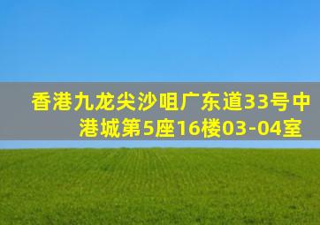 香港九龙尖沙咀广东道33号中港城第5座16楼03-04室