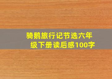 骑鹅旅行记节选六年级下册读后感100字