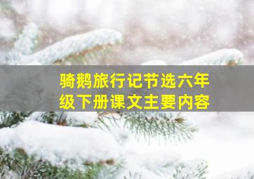 骑鹅旅行记节选六年级下册课文主要内容