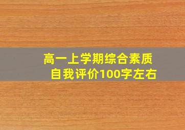 高一上学期综合素质自我评价100字左右