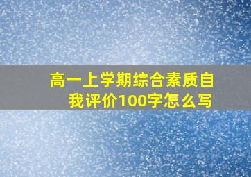 高一上学期综合素质自我评价100字怎么写