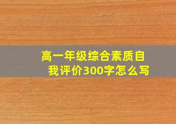 高一年级综合素质自我评价300字怎么写