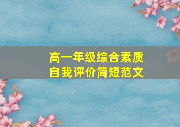 高一年级综合素质自我评价简短范文