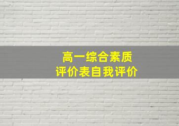 高一综合素质评价表自我评价