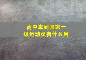 高中拿到国家一级运动员有什么用