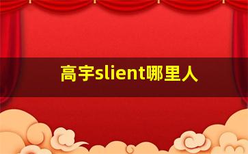 高宇slient哪里人