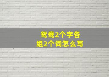 鸳鸯2个字各组2个词怎么写