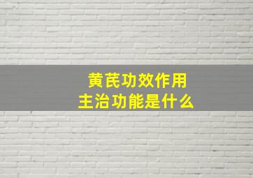 黄芪功效作用主治功能是什么