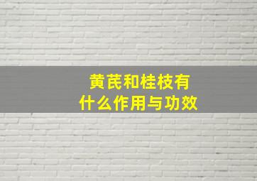 黄芪和桂枝有什么作用与功效