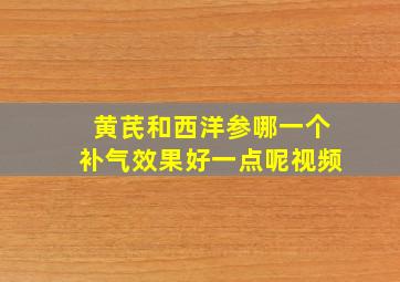 黄芪和西洋参哪一个补气效果好一点呢视频