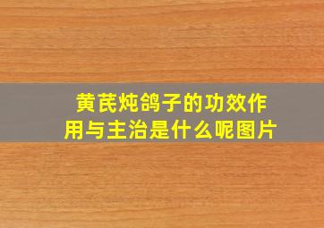 黄芪炖鸽子的功效作用与主治是什么呢图片