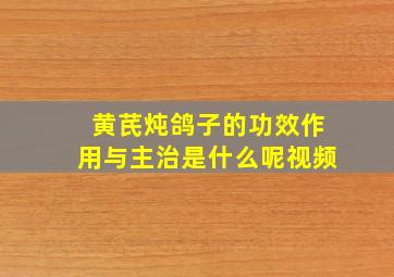 黄芪炖鸽子的功效作用与主治是什么呢视频