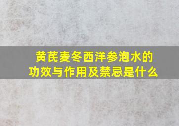 黄芪麦冬西洋参泡水的功效与作用及禁忌是什么