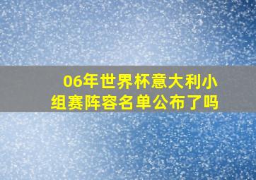 06年世界杯意大利小组赛阵容名单公布了吗