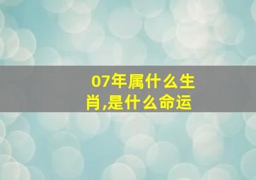 07年属什么生肖,是什么命运