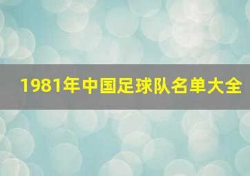 1981年中国足球队名单大全