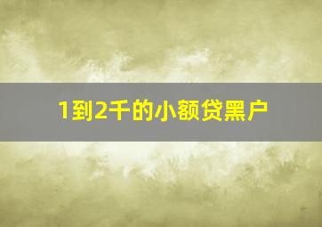 1到2千的小额贷黑户