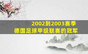 2002到2003赛季德国足球甲级联赛的冠军