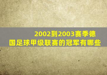 2002到2003赛季德国足球甲级联赛的冠军有哪些