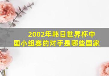 2002年韩日世界杯中国小组赛的对手是哪些国家