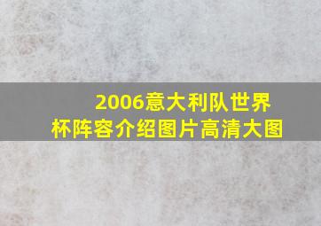 2006意大利队世界杯阵容介绍图片高清大图