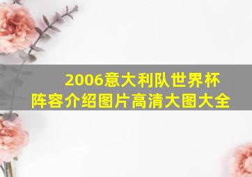 2006意大利队世界杯阵容介绍图片高清大图大全