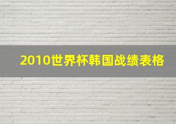 2010世界杯韩国战绩表格