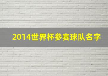 2014世界杯参赛球队名字