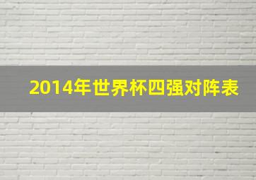 2014年世界杯四强对阵表