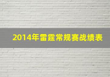 2014年雷霆常规赛战绩表