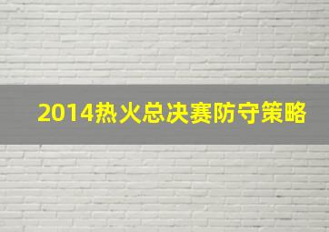 2014热火总决赛防守策略