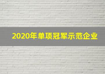 2020年单项冠军示范企业