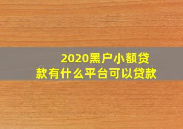 2020黑户小额贷款有什么平台可以贷款