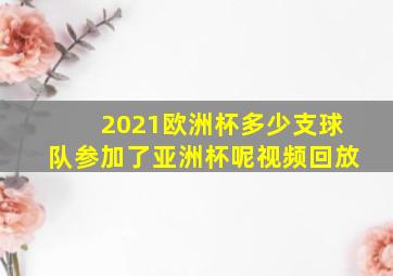 2021欧洲杯多少支球队参加了亚洲杯呢视频回放