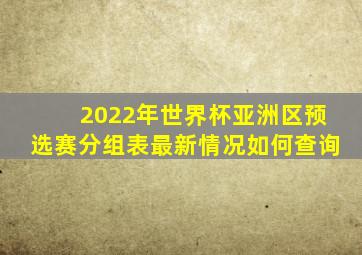 2022年世界杯亚洲区预选赛分组表最新情况如何查询