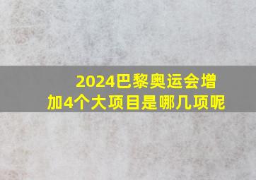 2024巴黎奥运会增加4个大项目是哪几项呢