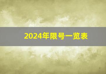 2024年限号一览表