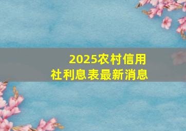 2025农村信用社利息表最新消息