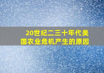 20世纪二三十年代美国农业危机产生的原因