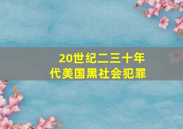 20世纪二三十年代美国黑社会犯罪