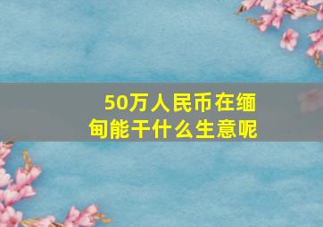 50万人民币在缅甸能干什么生意呢