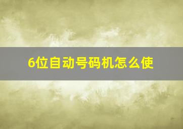 6位自动号码机怎么使