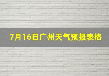 7月16日广州天气预报表格