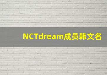 NCTdream成员韩文名