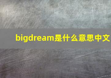 bigdream是什么意思中文